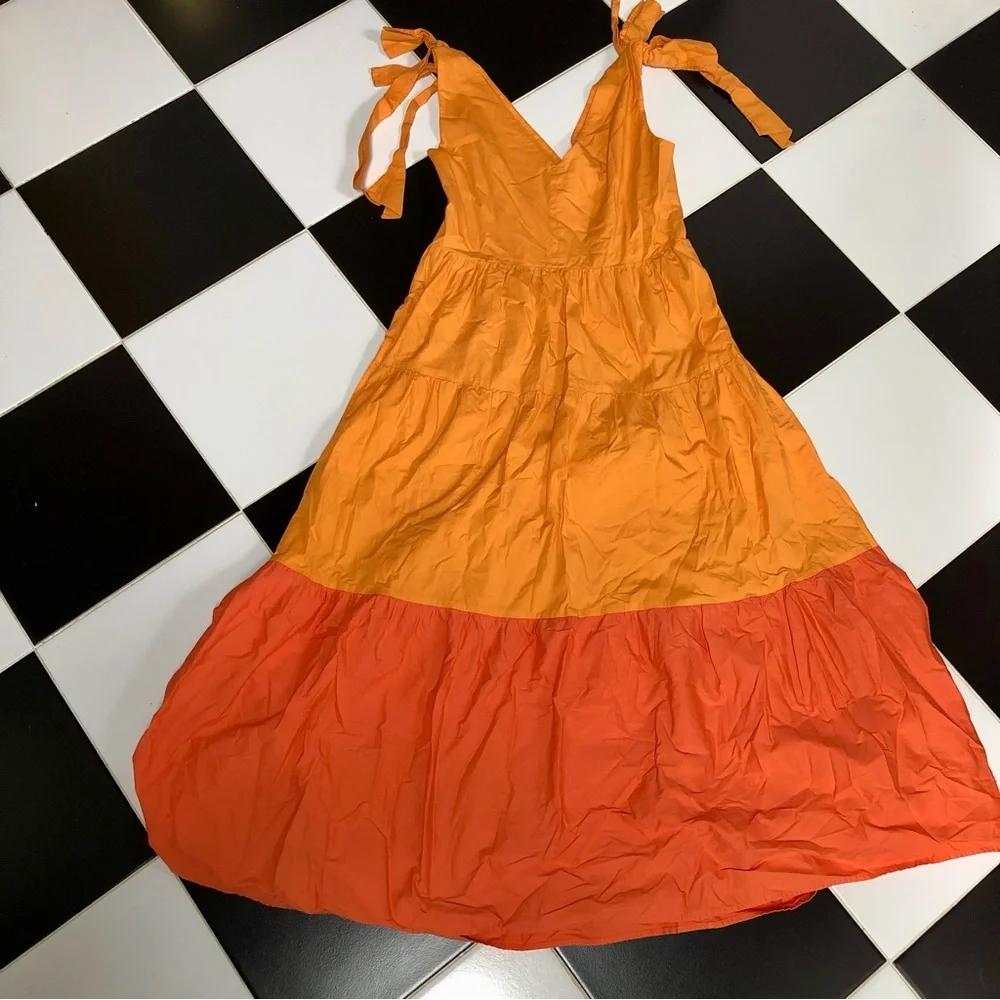 Color Me Courtney Louise Maxi Dress Orange Colorblock Vibrant Tangerine Citrus 8 - Picture 12 of 16